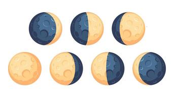 Moon phases. astrological illustration for the lunar calendar. vector