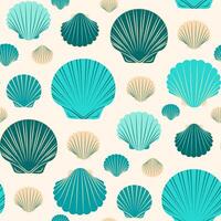 Sea shells seamless pattern on light background vector