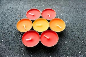 Yellow-red tea candles photo