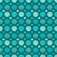 Sea shells seamless pattern on aquamarine background vector