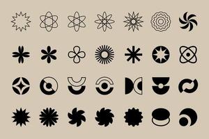 Retro futurism geometric Y2K shapes collection vector