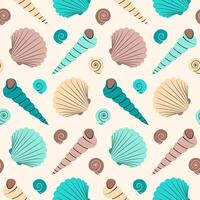 Sea shells seamless pattern on light background vector