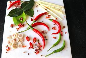 especias para oriental cocina en Tailandia foto