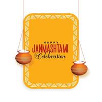 hindu janmashtami festival celebration greeting design vector