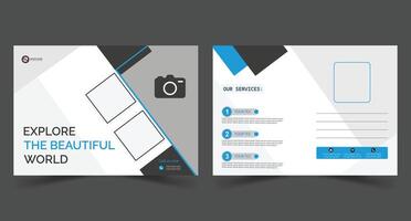 Simple and clean postcard template design vector