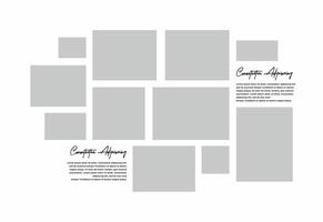 Pictures or photos frame collage. comics page grid layout abstract photo frames and digital photo wall template vector