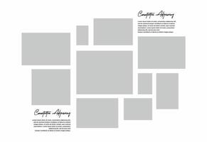 Pictures or photos frame collage. comics page grid layout abstract photo frames and digital photo wall template vector