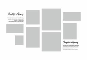 Pictures or photos frame collage. comics page grid layout abstract photo frames and digital photo wall template vector