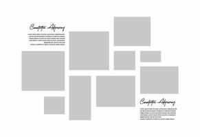 Pictures or photos frame collage. comics page grid layout abstract photo frames and digital photo wall template vector