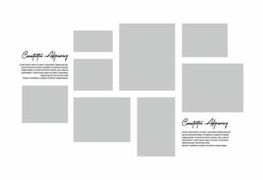 Pictures or photos frame collage. comics page grid layout abstract photo frames and digital photo wall template vector