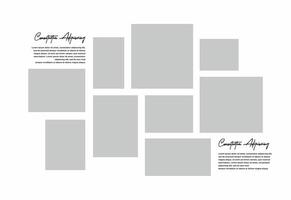 Pictures or photos frame collage. comics page grid layout abstract photo frames and digital photo wall template vector