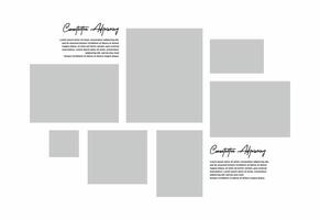 Pictures or photos frame collage. comics page grid layout abstract photo frames and digital photo wall template vector