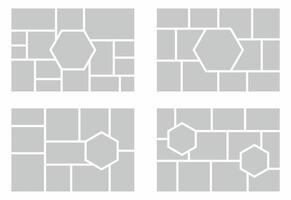 Pictures or photos frame collage. comics page grid layout abstract photo frames and digital photo wall template vector