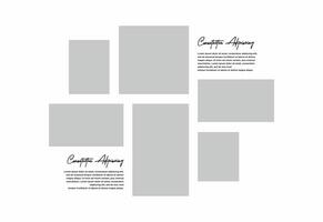 Pictures or photos frame collage. comics page grid layout abstract photo frames and digital photo wall template vector