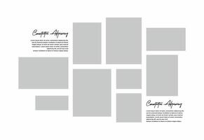 Pictures or photos frame collage. comics page grid layout abstract photo frames and digital photo wall template vector