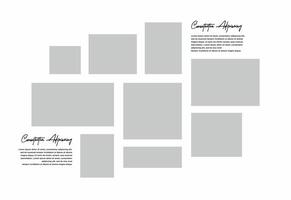 Pictures or photos frame collage. comics page grid layout abstract photo frames and digital photo wall template vector