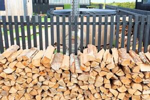 Sauna barrel with a firebox for swimming on the seashore photo