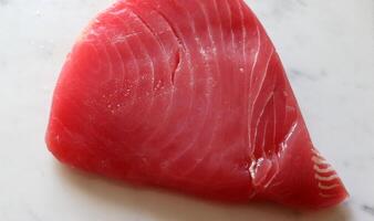 Pink Tuna Steak Cooking , Tuna Steak photo