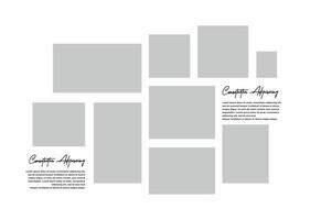 Pictures or photos frame collage. comics page grid layout abstract photo frames and digital photo wall template vector