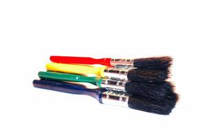 Paint brushes with black bristles photo