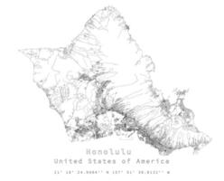 Honolulu United States,accurate map,Urban detail Streets Roads Map vector