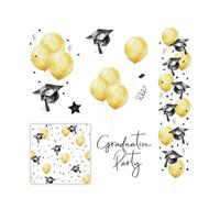 Watercolor Graduation Party Decor set vector