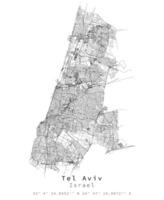 Tel Aviv,Israel,accurate map,Urban detail Streets Roads Map vector