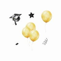 Watercolor Graduation Party Decor card vector