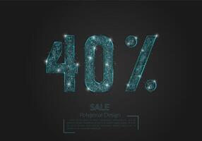 Abstract isolated blue 40 percent sale concept. Polygonal illustration looks like stars in the blask night sky in spase or flying glass shards. Digital design for website, web, internet vector