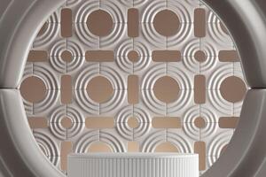 abstract background white circle pattern for product presentation. 3D illustration photo