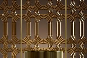 abstract background glass gold circle pattern for product presentation. 3D illustration photo