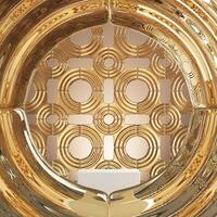 abstract background glass gold circle pattern for product presentation. 3D illustration photo