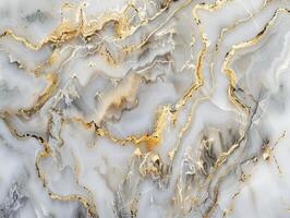 White marble with gold veins, resembling plant veins photo