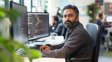 Pakistani Male Developer at Work photo