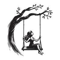 Girl on Swing Illustration vector