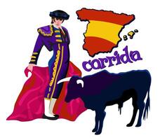 Spanish corrida. Bullfighting concept. isolated illustration vector