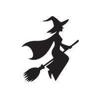 Silhouette of a Witch on Her Broom vector