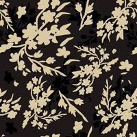 seamless abstract floral pattern with light simple flowers on dark background vector