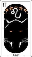 Leo. Divination card design of a saber-toothed tiger surrounded by stars vector