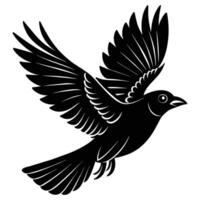 black bird flying up, minimalist animal logo or icon illustration vector