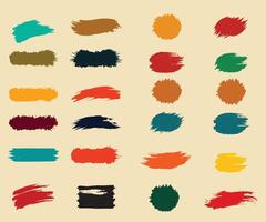 Ink brush stroke colorful textured set vector