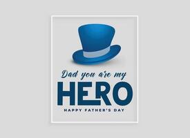 happy fathers day card design with hat vector