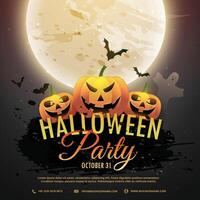 scart halloween pumpkins party invitation vector