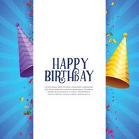 happy birthday celebration background with party caps and confetti vector