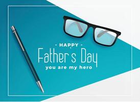 happy fathers day background with eye glasses and pen vector