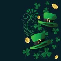 lovely st patricks background with hat coin and leaves vector