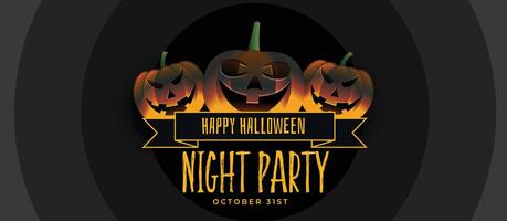 three smiling halloween pumpkin party banner design vector