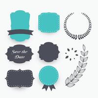 beautiful set of wedding decoration elements vector