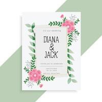 lovely floral wedding card invitation design vector