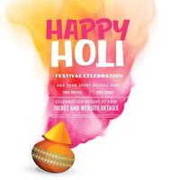 happy holi festival celebration greeting poster design vector